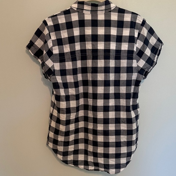 J. Crew Shirt Short Sleeve Navy and White Plaid  Small - Picture 5 of 5